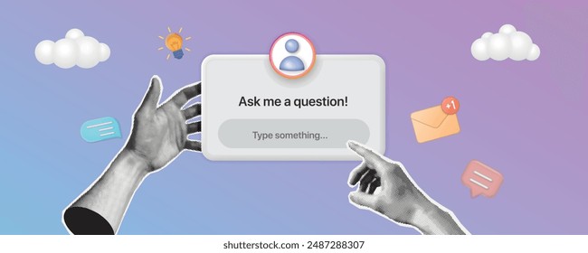 Ask me Question Sticker, Social Media Question, User Interface Design Vector.