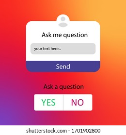 Ask me a question user interface. Social network interface design in gradient background.