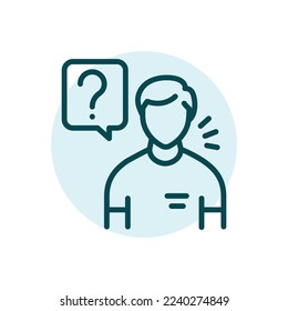 Ask a question black line icon. Customer help. Support service