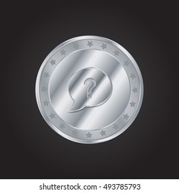Ask Question embossed realistic silver / platinum coin precious Icon / Logo Design