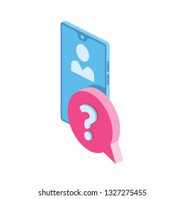 Ask A Question Phone 3d Vector Icon Isometric Pink And Blue Color Minimalism Illustrate