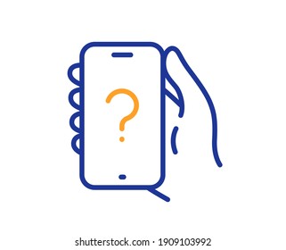 Ask Question Phone App Line Icon. Help Support Sign. Faq Questionnaire Symbol. Quality Design Element. Line Style Ask Question Icon. Editable Stroke. Vector