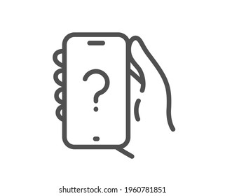 Ask Question Phone App Line Icon. Help Support Sign. Faq Questionnaire Symbol. Quality Design Element. Linear Style Ask Question Icon. Editable Stroke. Vector