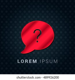 Ask Question Red chromium precious metallic 3D Icon / Logo Design