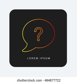 Ask Question Red & Orange gradient attractive line thin icon / logo design