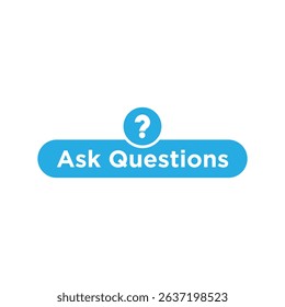 Ask Questions Button Vector, Blue Help Icon for Web and UI.