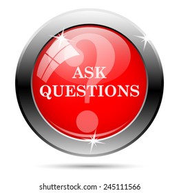 Ask questions icon. Internet button on white background. 