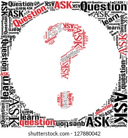 ask questions info text word cloud concept. Word cloud, tag cloud text business concept. Word collage. Vector illustration.