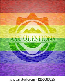 Ask Questions lgbt colors emblem 