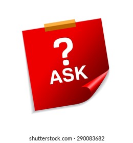 Ask Red Sticky Notes Vector Icon Design