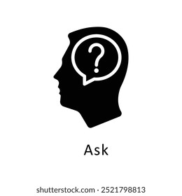 Ask vector Solid icon style illustration. Symbol on White background EPS 10 File