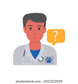 Ask a Vet, Veterinary Flat Vector Illustration