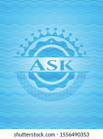 Ask water wave badge. Vector Illustration. Detailed.