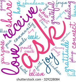 Ask word cloud on a white background. 