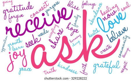 Ask word cloud on a white background. 