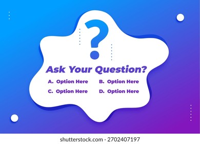 ask your question with multiple answer option banner for show or exam vector