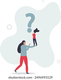 Ask yourself a question, process for self improvement, personal development, problem solving or review and evaluation concept.flat design.illustration with people.