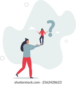 Ask yourself a question, process for self improvement, personal development, problem solving or review and evaluation concept.flat characters.