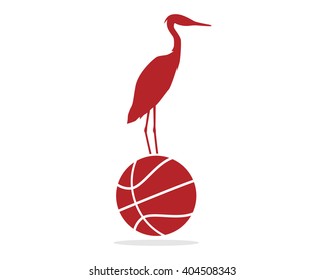 asketball stork heron crane egret silhouette image icon