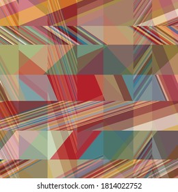 Askew stripe segments cropped, fitted together in 4x4 patchwork grid, creating colorful, abstract pattern that has a disheveled, yet structured feel