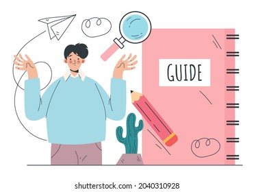 Asking analytics help people thinking FAQ concept. Vector flat graphic design illustration