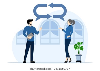 asking and answering questions for idea development concept, cheerful businessman sharing feedback for improvement, Listening to team feedback, communication skills or client relations.