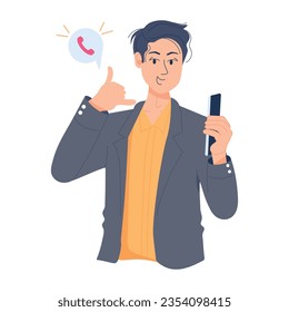 Asking call flat illustration design 
