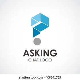Asking chat of question mark abstract vector and logo design or template communication business icon of company identity symbol concept