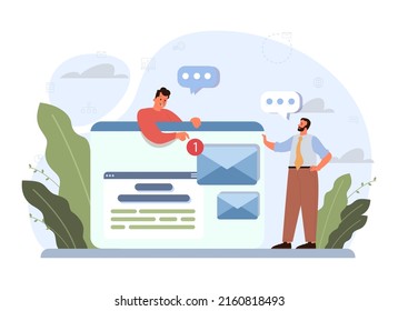Suche nach einem Hilfesystem. Geschäftscharakter, die Unterstützung von Mitarbeitern oder Hotline für Technik suchen. Hilfeleistung bei Problemen oder schwierigen Situationen. Flache Vektorgrafik