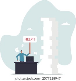 Asking for help to finish overload work, support or help needed, solution to solve busy work problem,business concept.flat character.