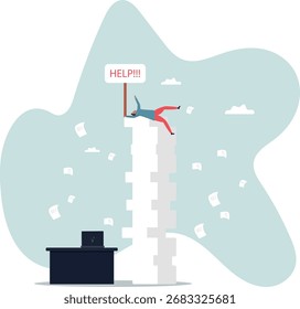 Pedir ajuda para terminar o trabalho sobrecarregado, apoio ou ajuda necessária, solução para resolver o problema do trabalho ocupado, sobre um homem e sua vida.