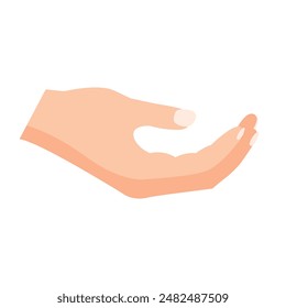 Asking human hand, care or protect hand gesture vector illustration, cupped hand sign clipart, flat design illustration, begging hand symbol
