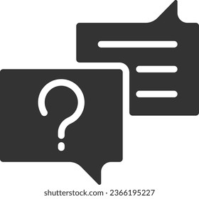 Asking question black glyph icon. Chat of information support service. Get actual answers. Info help. Silhouette symbol on white space. Solid pictogram. Vector isolated illustration