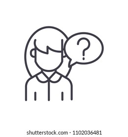 Asking a question black icon concept. Asking a question flat  vector symbol, sign, illustration.