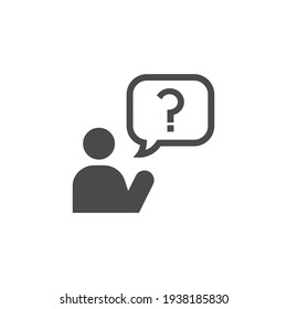 asking a question icon, vector black illustration
