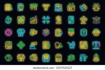 Al hacer una pregunta, los iconos establecen el vector de contorno. Publica el chat. Encuesta el color del neón en línea sobre el negro