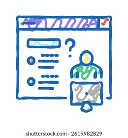 asking question for solve problem doodle icon sketch vector. asking question for solve problem sign. isolated symbol illustration