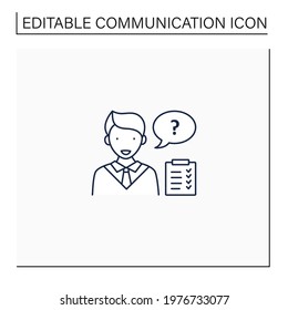Asking questions line icon. Questioning. Eliciting information. Effective communication concept. Isolated vector illustration.Editable stroke