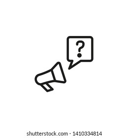 Asking questions line icons. Megaphone, announcement, promotion. Life skills concept Vector illustration can be used for topics like business, advertising, interface
