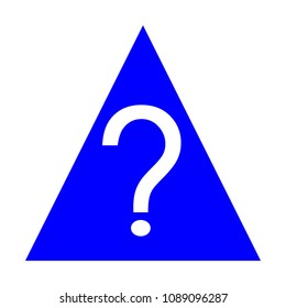 Asking sign. Interrogation point icon. White question mark symbol in blue triangle isolated on white background