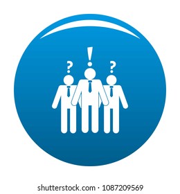 Asking teamwork icon. Simple illustration of asking teamwork vector icon for any design blue