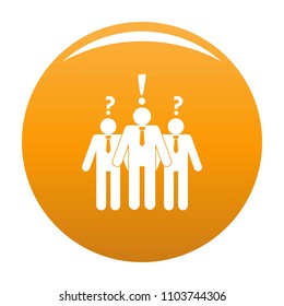 Asking teamwork icon. Simple illustration of asking teamwork vector icon for any design orange