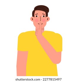 Asks for silence concept. Be silent sign. Vector illustration.