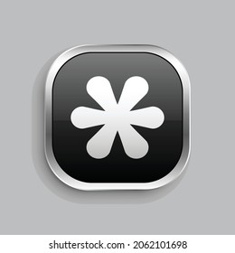 diseño de iconos de askterisk. Estilo botón brillante rectángulo redondeado aislado en fondo gris. Ilustración del vector