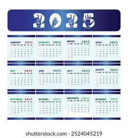 Calendario ASL 2025, Calendario de Lengua de Signos americana para el año 2025, Calendario ASL.eps