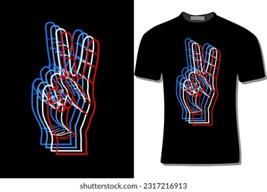 ASL alphabet v hand sign t shirt design illustration