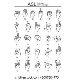 ASL, American Sign language symbol, vector art.