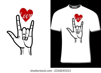 ASL Love Hand Drawn Design