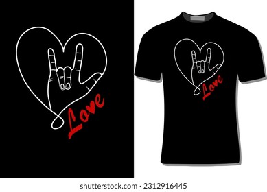 ASL  Love Hand Heart Shape Design 