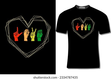 ASL love hand sign in line heart shape 